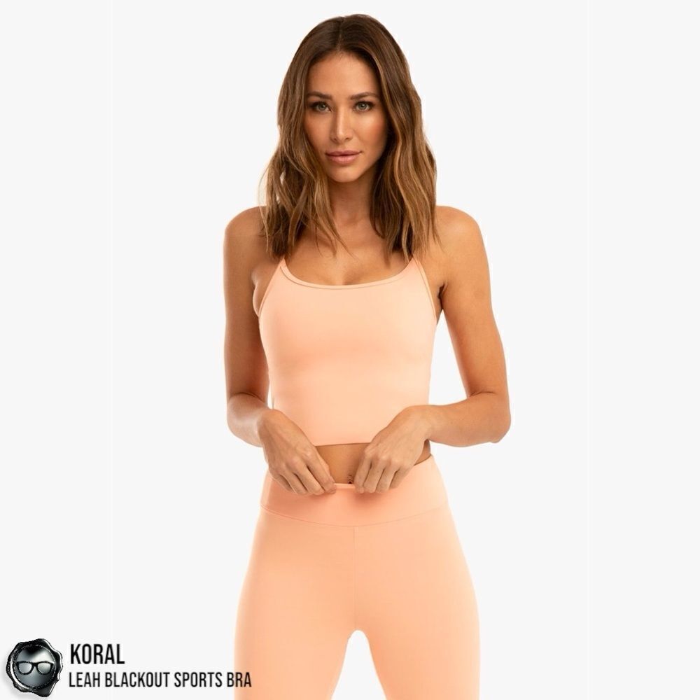 KORAL ACTIVEWEAR LEAH BLACKOUT SPORTS BRA IN POPANO ORANGE SIZE MEDIUM NWT